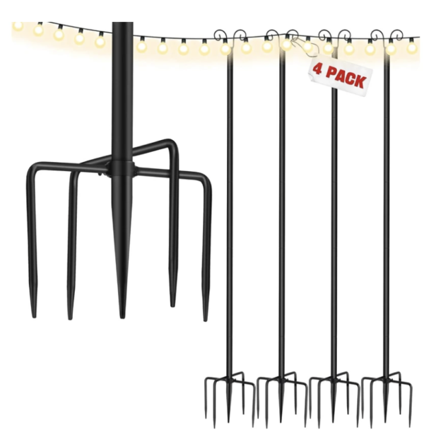 4pc string light poles (10ft high)